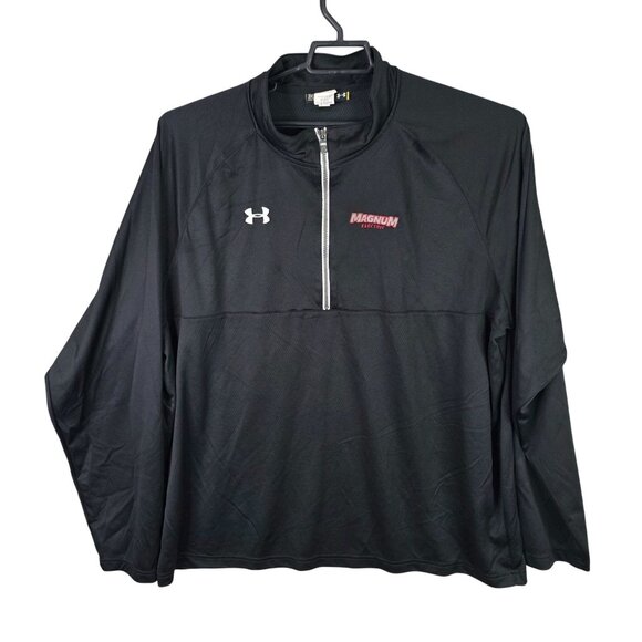Mens Under Armour Black Pullover 1/2 Zip Loose Fit Shirt Long Sleeve Size 3XL - Picture 1 of 8